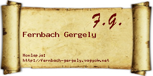 Fernbach Gergely névjegykártya